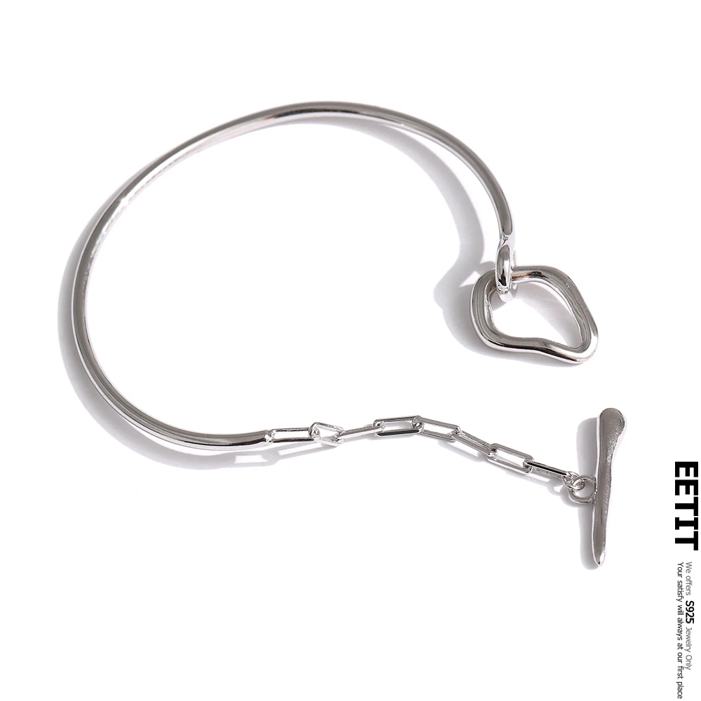 

Eetit 100% 925 Sterling Silver Women Bangle Bracelet Metal Texture Creative Bracelet Jewelry 2021 браслеты на руку женкие