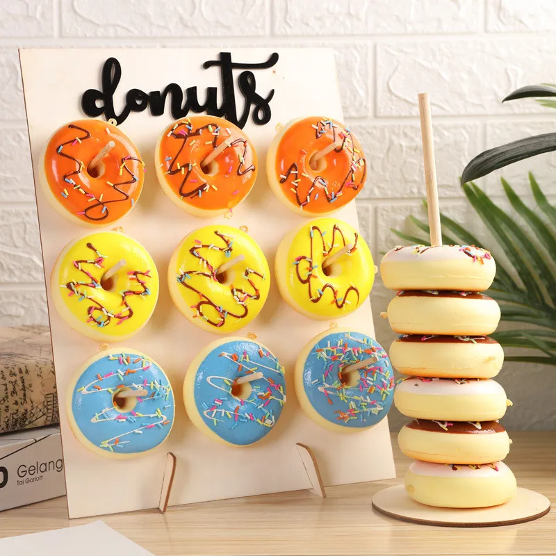 

Wooden Wall Holds Donut Boards Stand Hanging Donuts Table Wedding Decoration Accessories Baby Shower Kids Birthday Party Decor