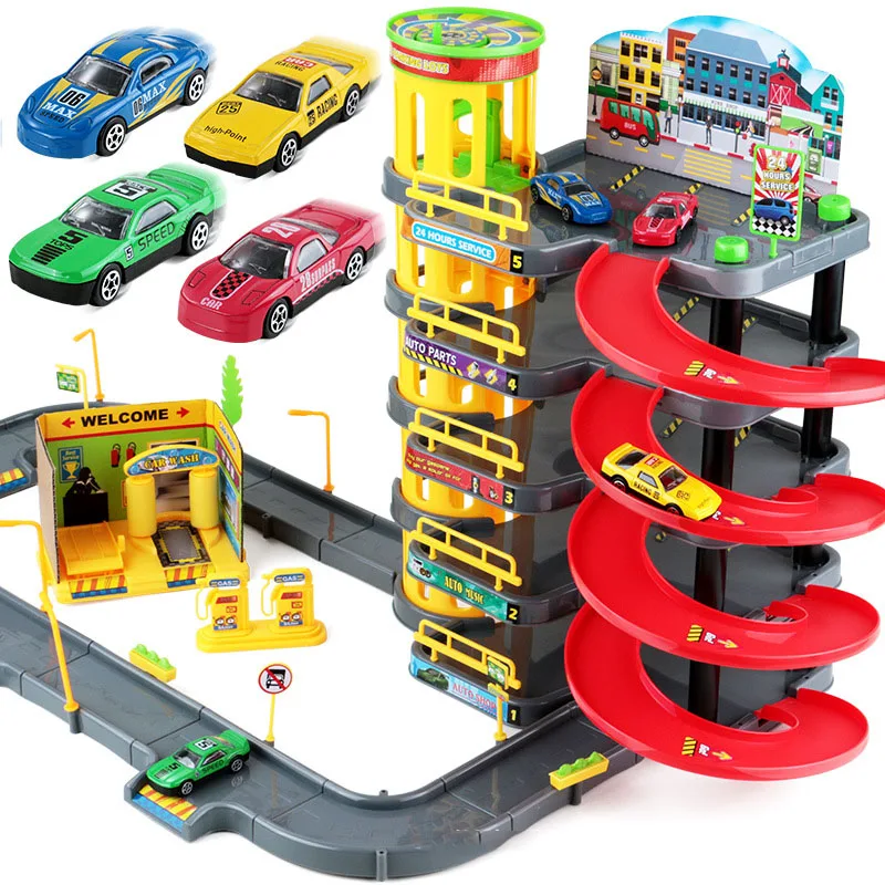 

Multi-functional Parking Track For Car Garage Railway Multilayer Puzzle Assemble Model Series Miniature Car Racing Toys Kid Gift