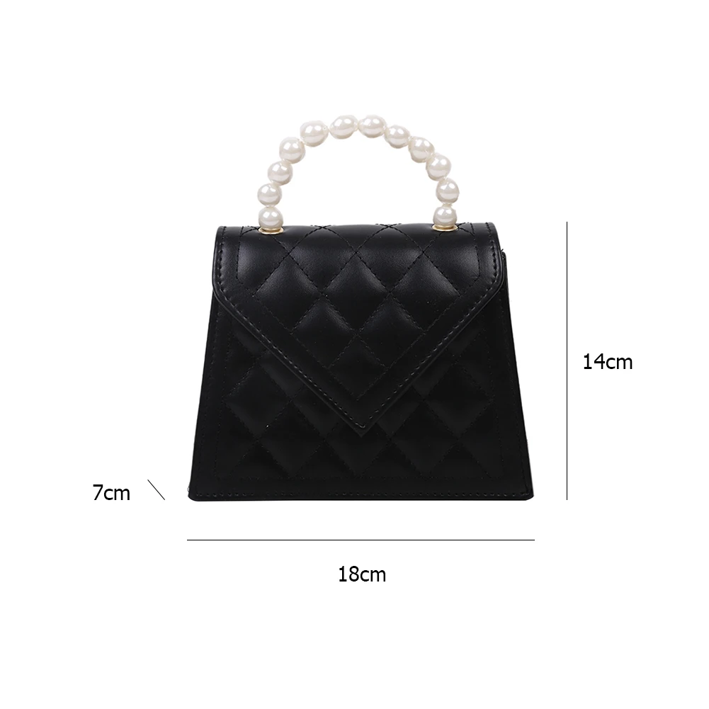 

Popular Simple Female Daily Bag Casual Totes Bags Women Solid PU Crossbody Pearl Handle Female Shoulder Handbags