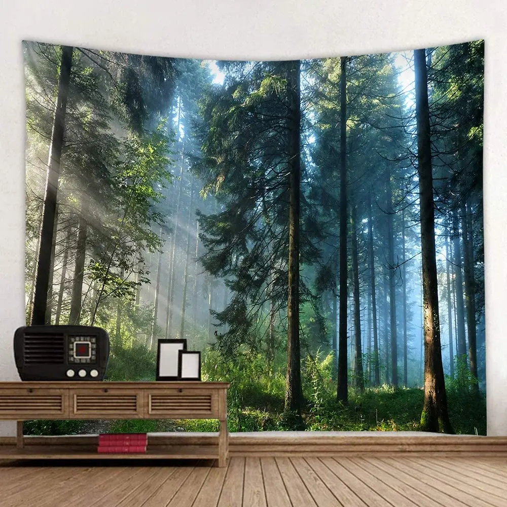 

Forest Landscape Morning Forest Tapestry Background Wall Covering Home Decoration Blanket Bedroom Wall Hanging Tapestries