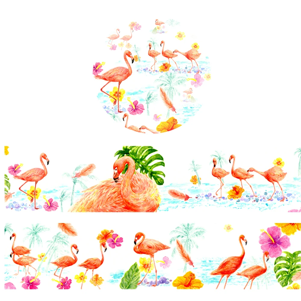 

Watercolor Flamingo Tropical Washi Tape Flamingos Beach Hawaii Natural Decorative DIY Masking Tape Scrapbooking Sticker