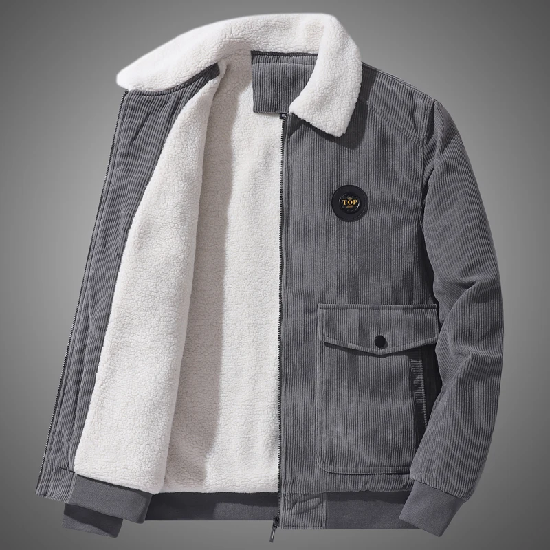

Fashion Retro Military Corduroy Denim Jackets Man Clothing Winter Men Bomber Jacket Casual Male Outwear Fleece Warm Parkas Coats