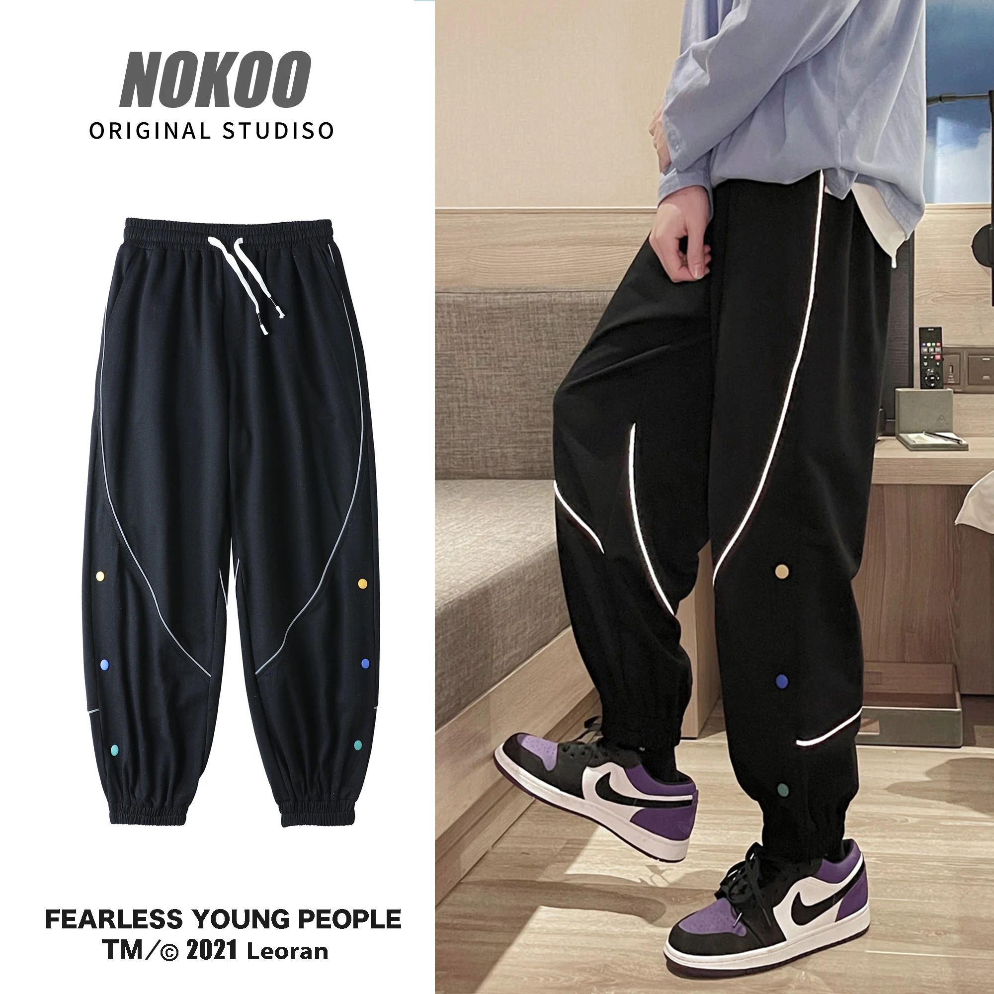 Bear Patch Plaid Joggers Men Harajuku  Harem Pants Streetwear Trouser Streetwear Mens Hip Hop Casual Sweatpants Male