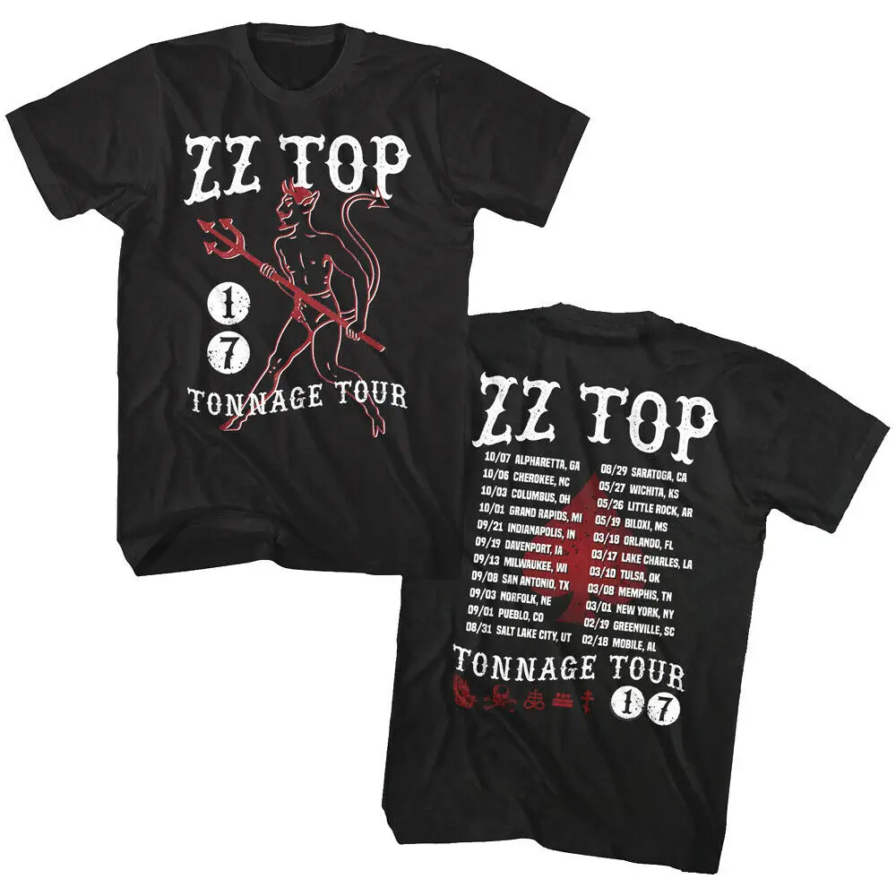 Zz Top дьявол тоннаж Тур 2017 сатаны Мужская рубашка в стиле Рок Группа Альбом концерт
