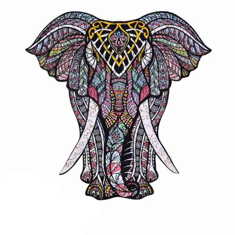 

Wooden Puzzles For Adults Children DIY Table Game Animal Colorful Elephant Jigsaw Puzzle Christmas Gift Dropshipper