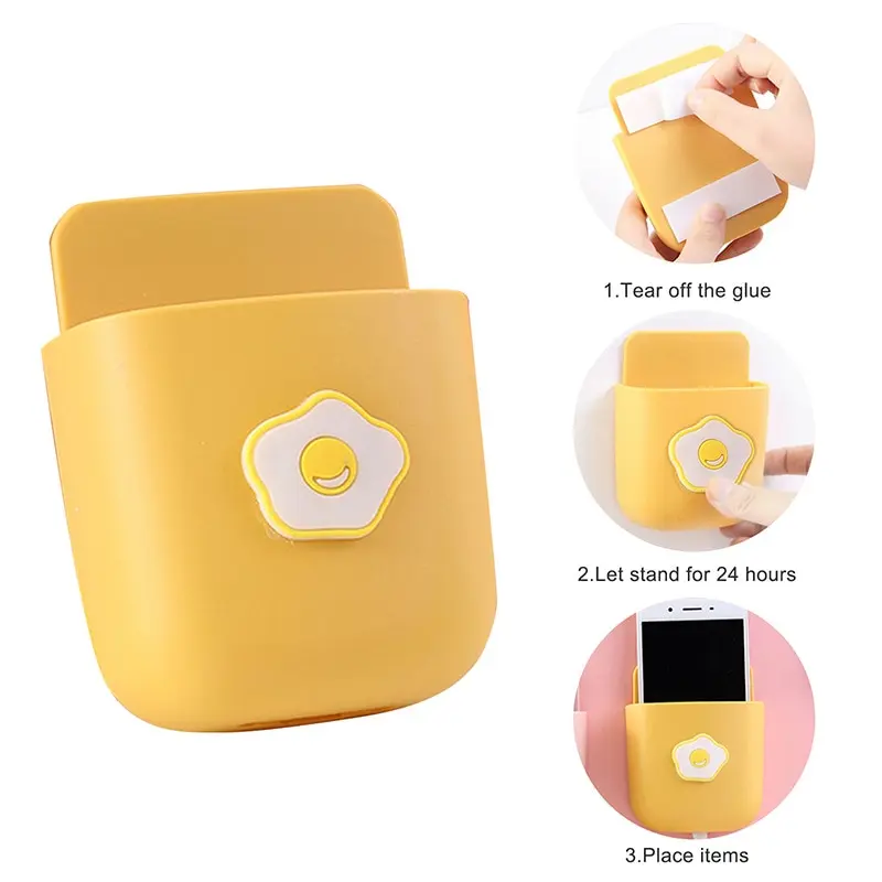 

Cute Cartoon Punch-Free Storage Rack Wall Mounted Remote Control Toothbrush Organizer Stand For Hotel Office Home Finishing