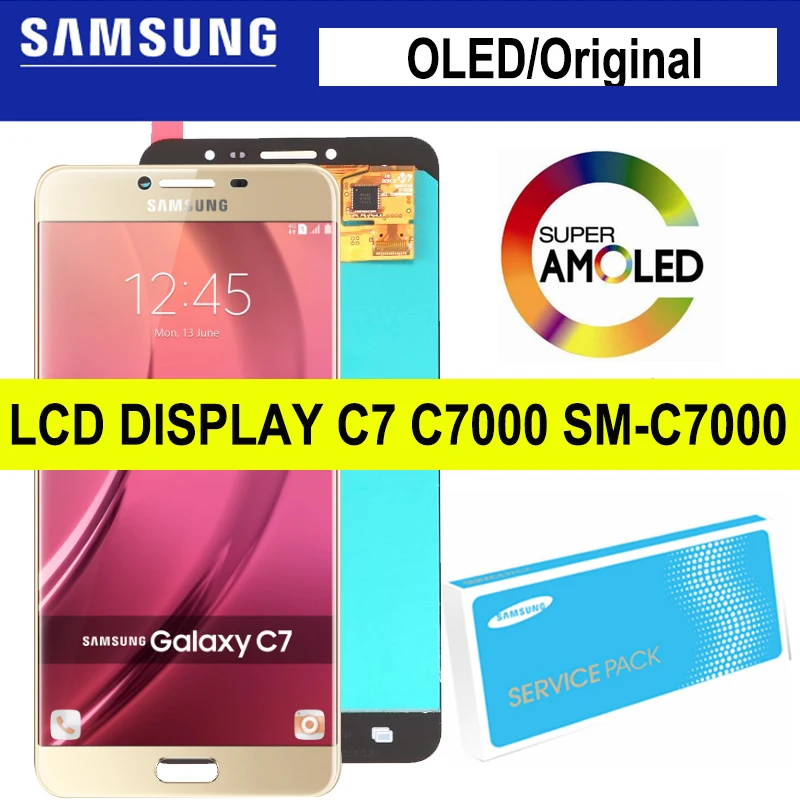 Супер AMOLED LCD для Samsung Galaxy C7 C7000 SM-C7000 ЖК-дисплей сенсорный экран дигитайзер сборка