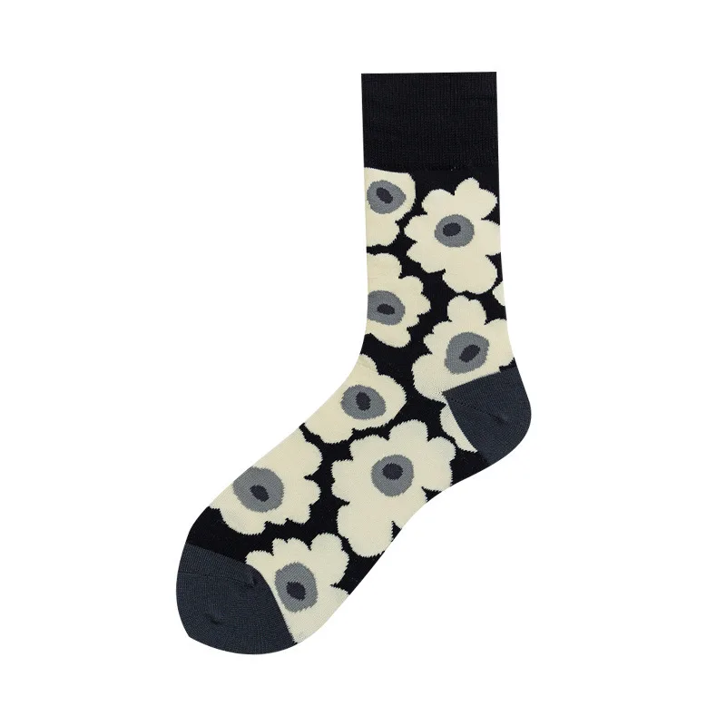 9pcs/lot New spring floral print cotton women socks fashion big flower blossoms socks super feel high quality special socks