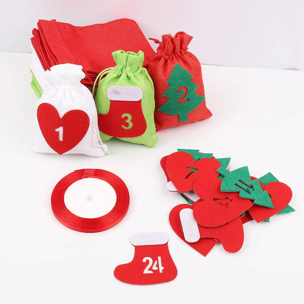 Набор из 24 штук 10*14 см Рождественский календарь мешок мешки подарка на Рождество