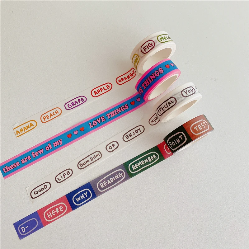 

Cute Colored English Washi Tape Decorative Masking Tape Diy Scrapbooking Album Collage School Office Supplies Stationery