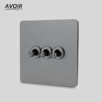avoir wall toggle switch vintage retro switch gray stainless steel panel electrical socket with usb eu fr franch pulg outlet 16a