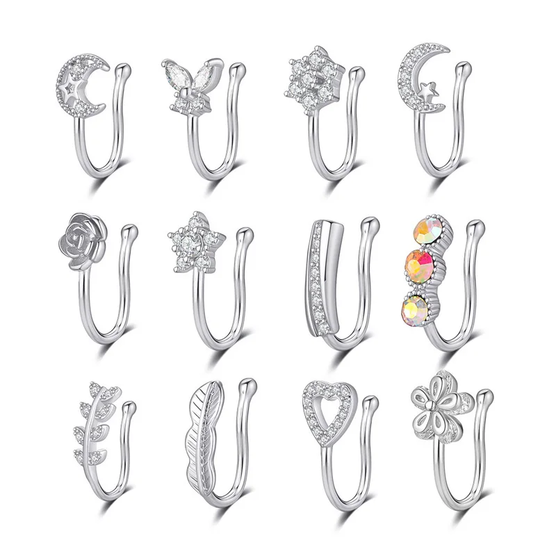 1 шт. кольцо с сердцем и драгоценными камнями на носу | Украшения аксессуары