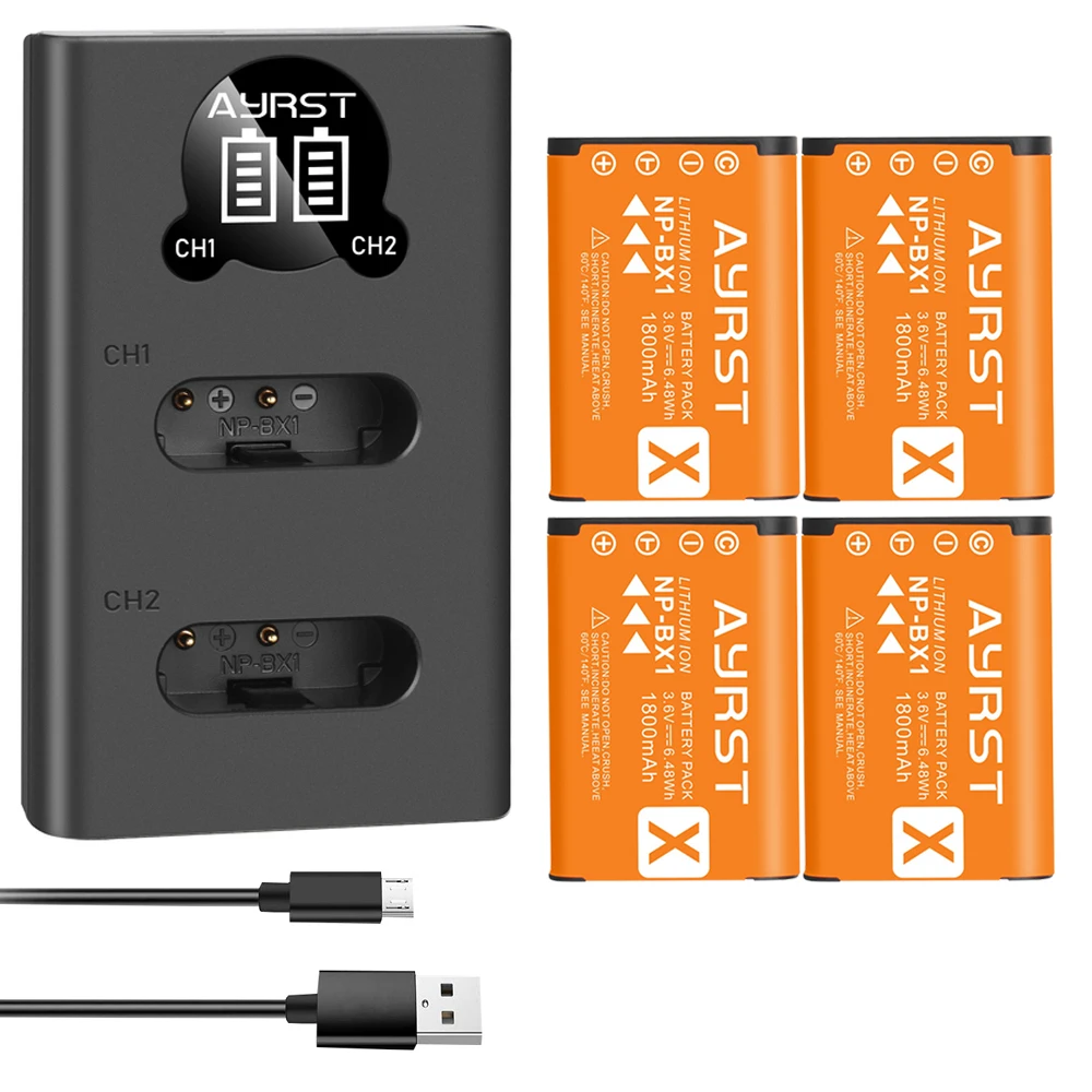 Аккумулятор 1800 мАч NP BX1 для телефона с зарядным устройством Sony NP-BX1 X3000 IV HX300 WX300
