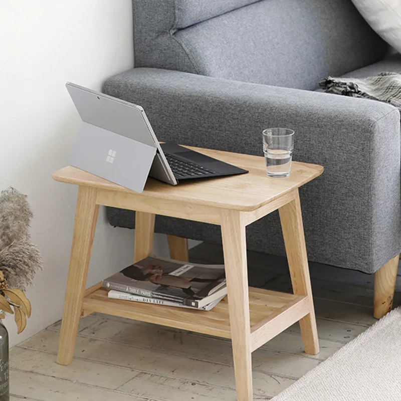 

Home Furniture Living Room Furniture End Table solid wood sofa table two layer small bedside table coffee table basse 50*35*43cm