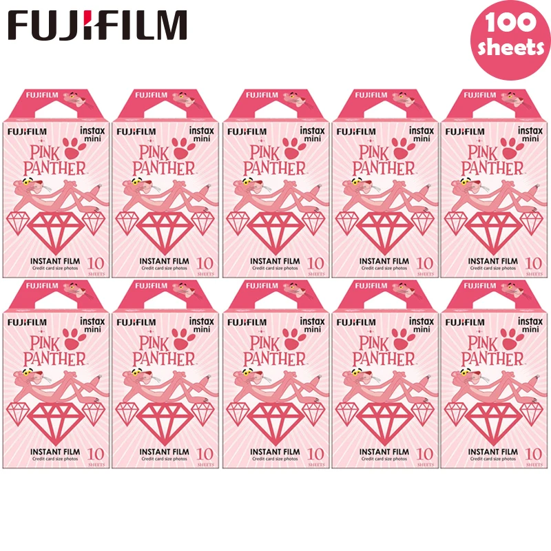 Пленка Fujifilm Instax Mini 10 100 листов 11 8 9 розовая пленка Пантеры для Fuji 7s 25 26 70 90