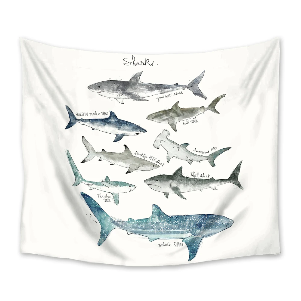

Various Shark Cartoon Tapestry Wall Hanging Hippie Witchcraft Decoration Room Home Decor Tapestry Wall Blanket