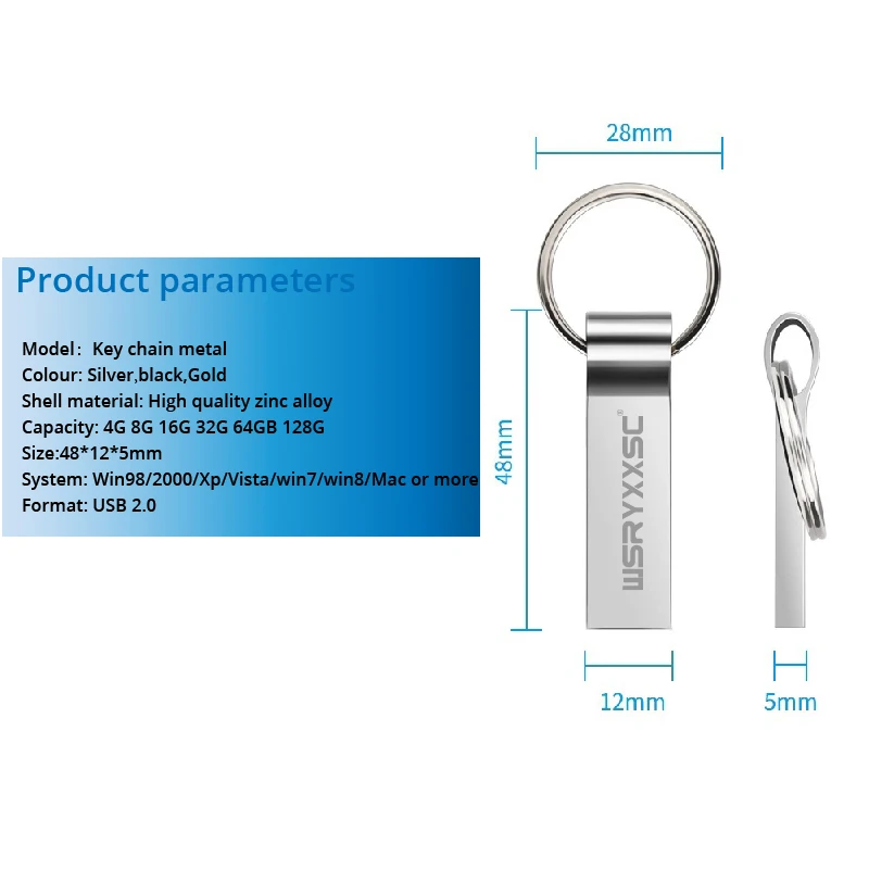 Брелок металлический usb 2,0 флеш-накопитель 32 Гб 64 Гб 128 ГБ высокоскоростной флеш-накопитель 4 ГБ 8 ГБ 16 ГБ реальная емкость Водонепроницаемая портативная usb-флешка
