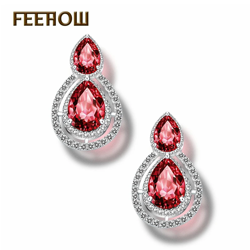Женские серьги пусеты FEEHOW элегантные с цирконием подарочные FWEP043|stud earrings|women stud