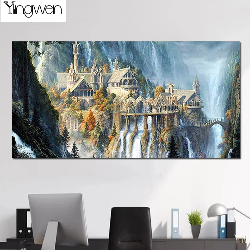 

5D Diamond Painting Mountain Peak Castle Waterfall Full Drill Square Round DIY Cross Stitch Rhinestone Embroidery Mosaic Picture