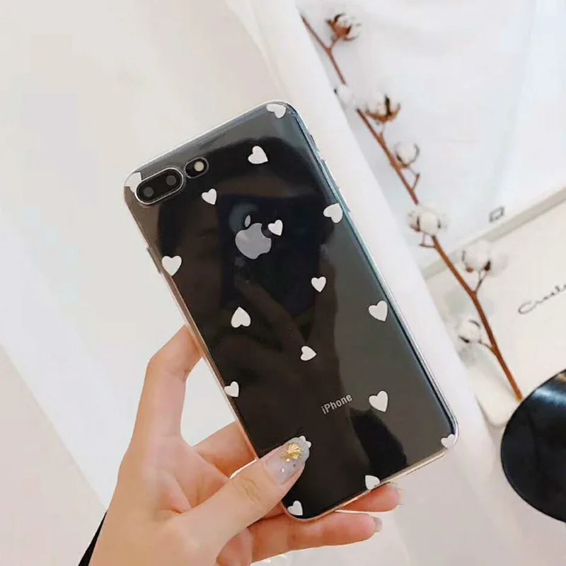 Lovebay Love Heart для iPhone 6, 6 s, 7, 8 Plus, X, XR, XS Max, 11 Pro, Max, 5, 5S, SE, чехол для телефона с волнистыми точками, прозрачный мягкий ТПУ для iPhone X - Цвет: SJ9524 White