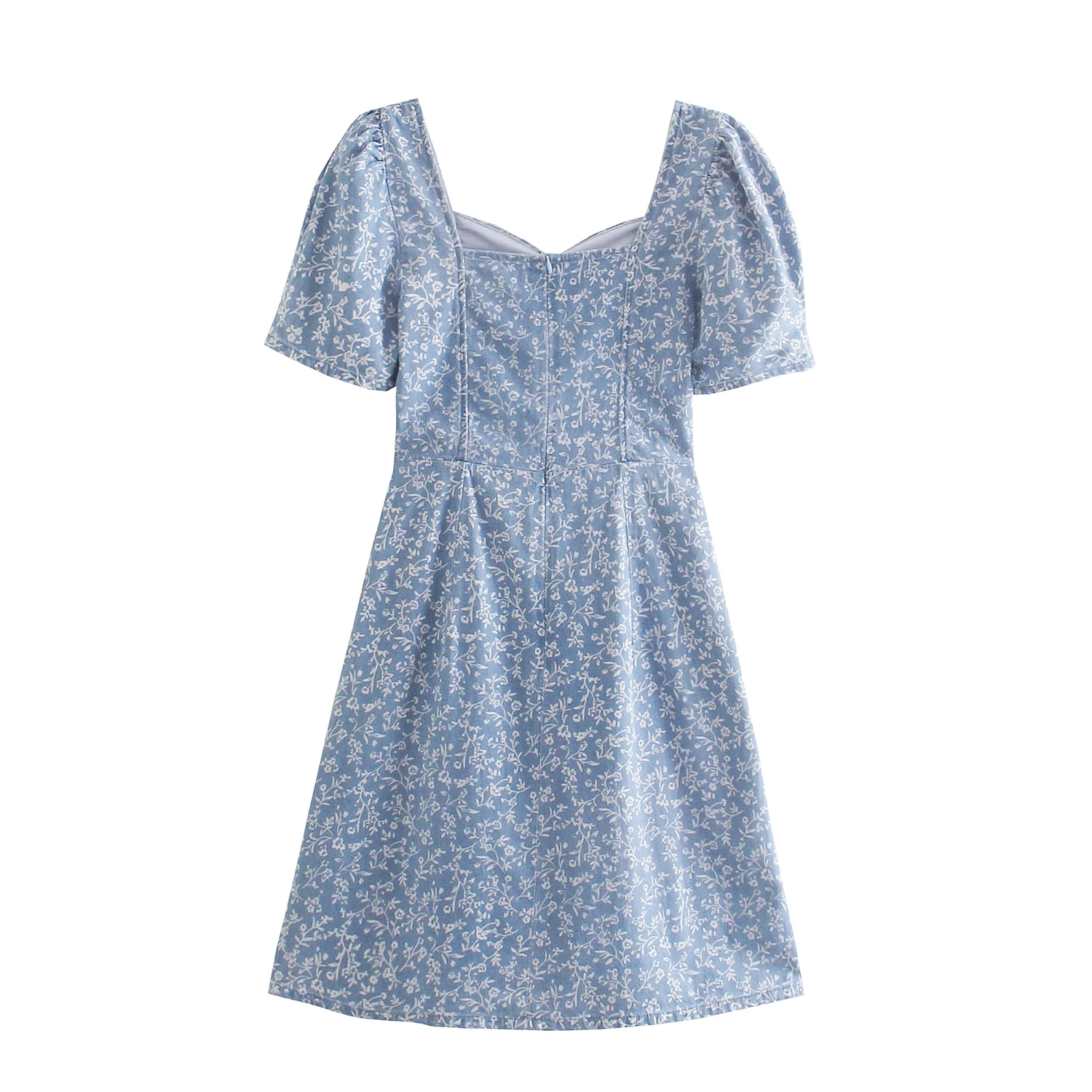 

The New Summer Holiday Style French Bubble Sleeves Vintage Floral Slim Dress Female WH21RB