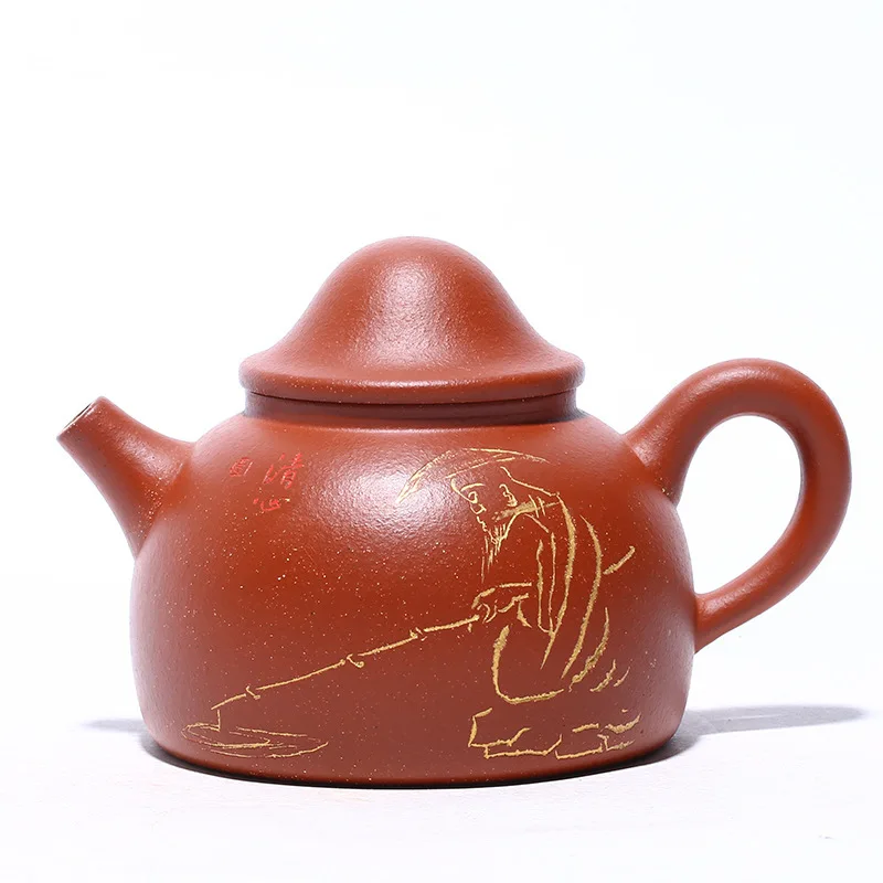 

Yixing Dark-red Enameled Pottery Teapot Raw Ore Down Slope Mud Manual Old Fisherman Kettle Kung Fu Tea Have Gift