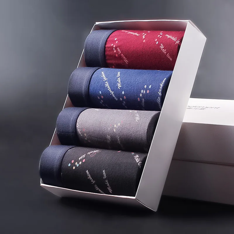 

4pcs/Lot Boxer Shorts Underpants man Men's Panties Men Boxer Underwear Male Couple Sexy Set Calecon Large Soft mens underwear