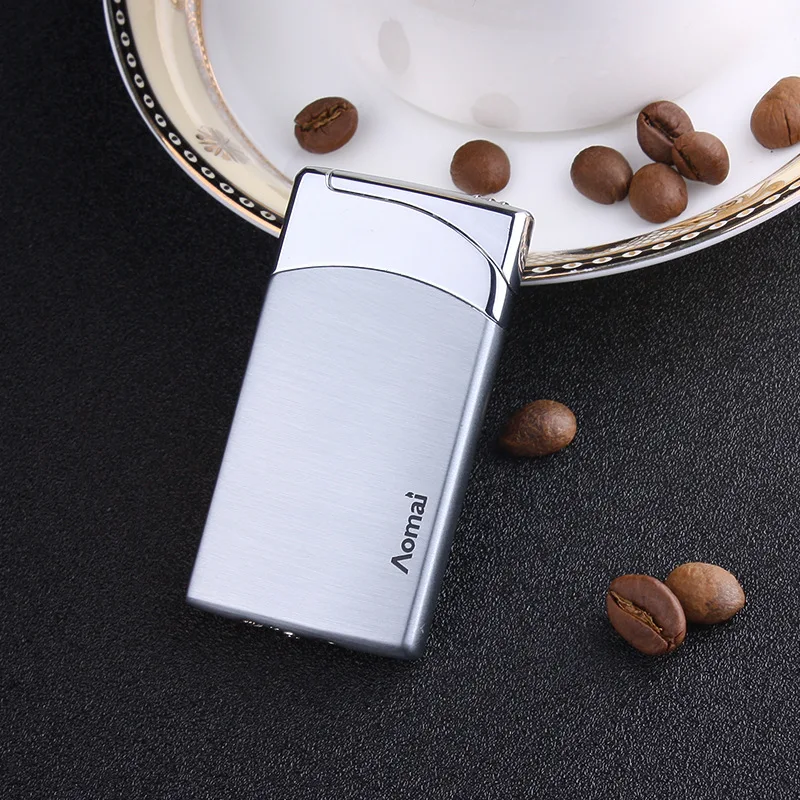 Металлическая ультратонкая струйная зажигалка турбо Бутановая Зажигалка для