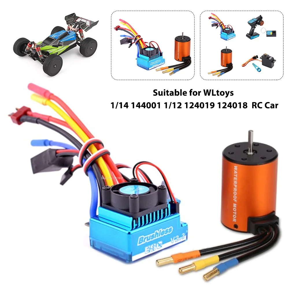 

Brushless Motor ESC Servo Combo Car Kit ESC Receiver Electronic Speed Controller for WLtoys Series RC Car Model Accessories