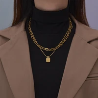 double personality necklace restoring ancient ways web celebrity fashion letters tags wind fleece chain necklace temperament