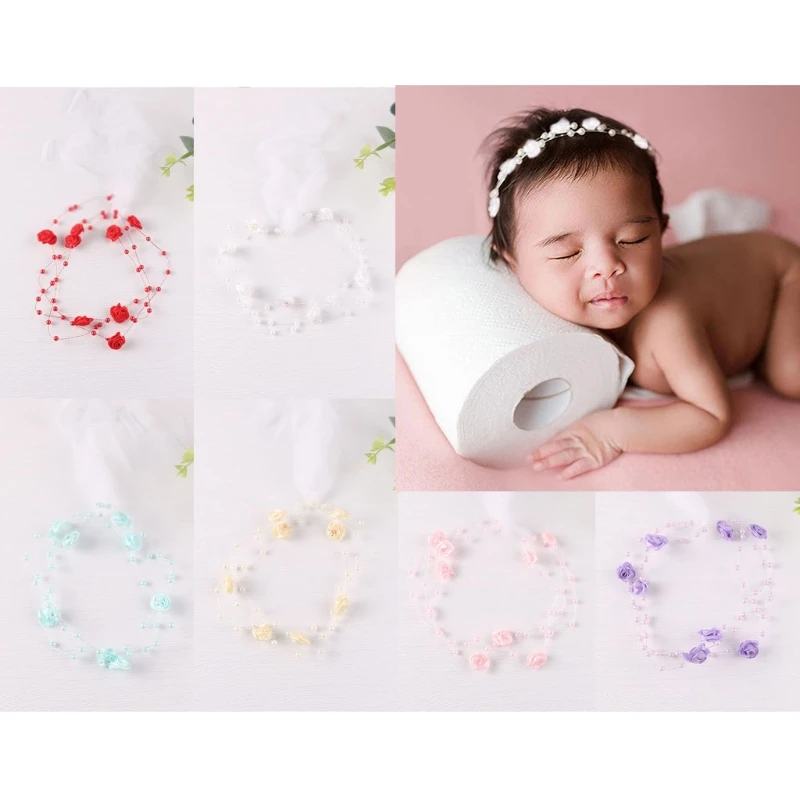 

Baby Flower Faux Pearl Headband Hair Band Strap Princess Headwear Hair Accessory