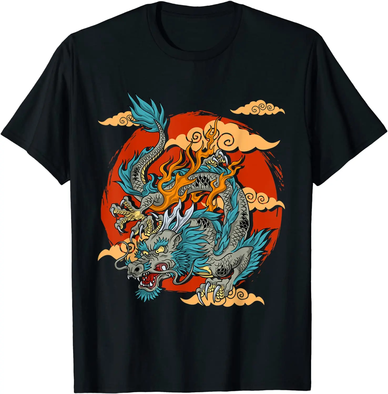

Летняя Хлопковая мужская футболка с японским драконом Kanji | Винтажная футболка в стиле ретро с японским искусством/художественным рисунком,...