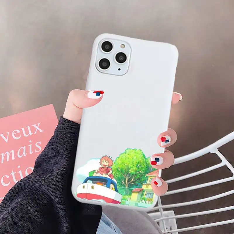 

Ponyo on the Cliff Phone Case White Candy Color for iPhone 6 7 8 11 12 s mini pro X XS XR MAX Plus
