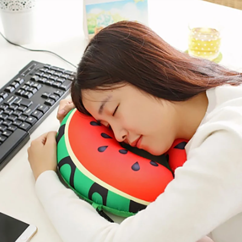 Фруктовая u образная подушка для шеи путешествий Арбуз Лимон киви оранжевые