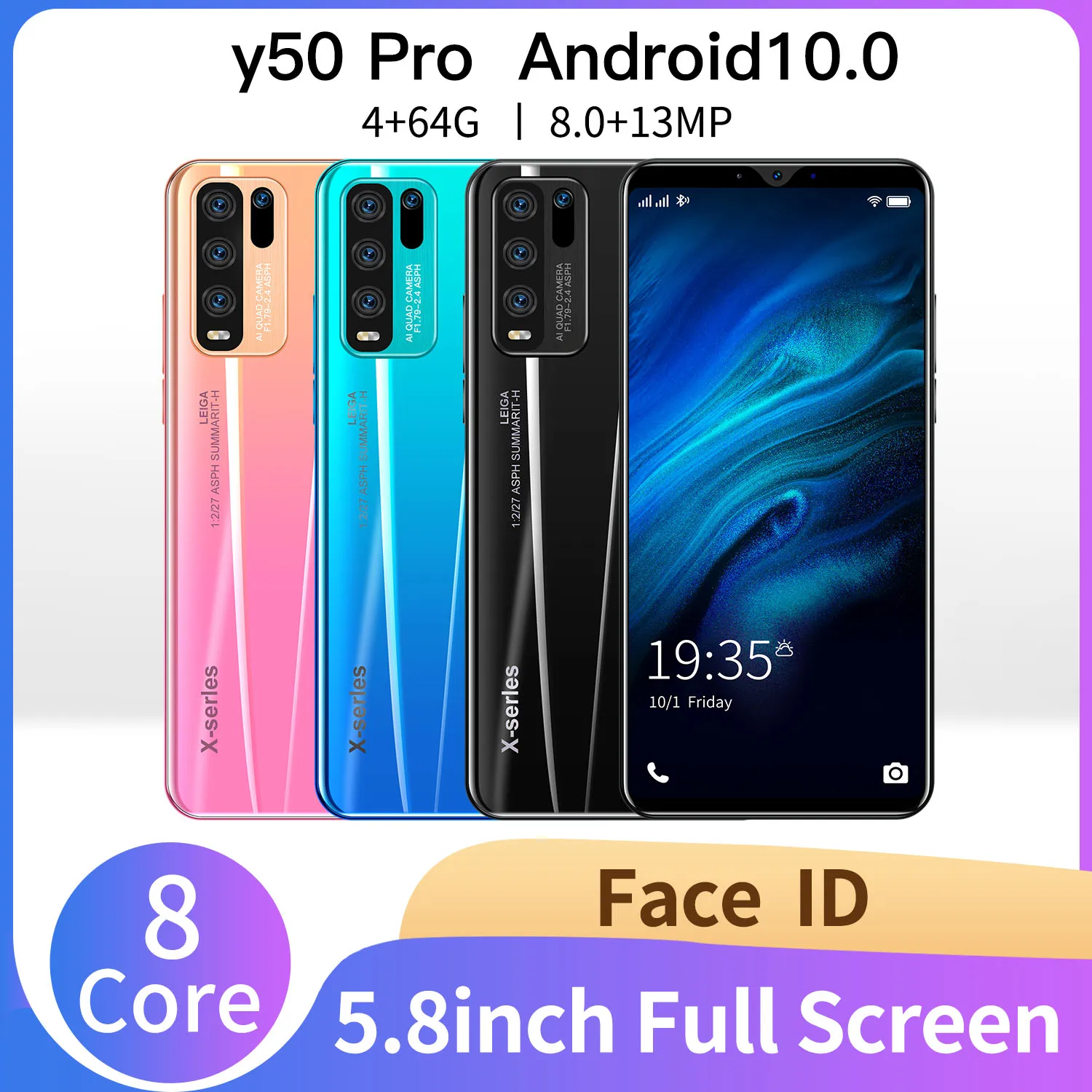 

Глобальный VersionY50pro 5,8 дюйма 4 Гб Оперативная память 64 Гб Встроенная память 8 + 13 Мп Andriod 10 смартфонов 8 ядро MTK6889 с двумя сим-картами 4 аппарат не ...