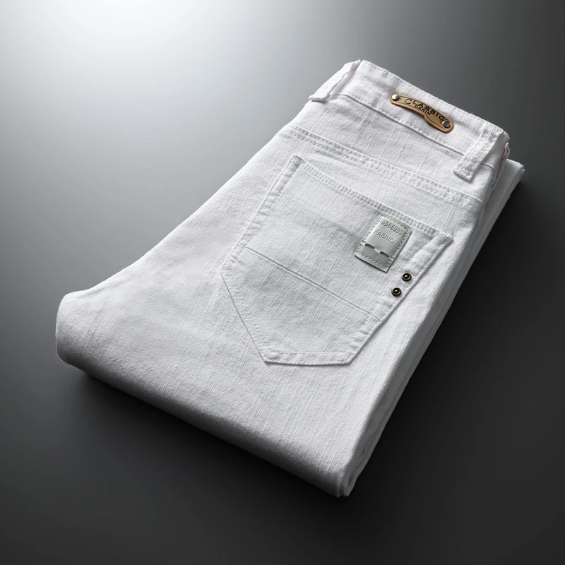 Хорошее качество белые обтягивающие джинсы мужские весенние летние Осенние