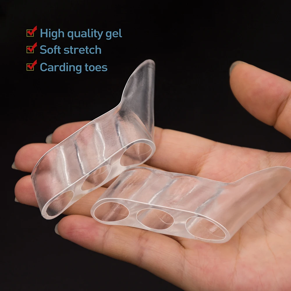 

2pcs Three-hole Little Toe Separator Transparent Bunion Pain Relief Toe Straightener Protector Foot Care Tool