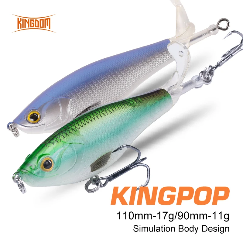 

Kingdom Floating Pencil Popper Fishing Lures Rotating Tail 9cm/11g 11cm/17g Topwater Hard Wobbles Artificial Baits Soft