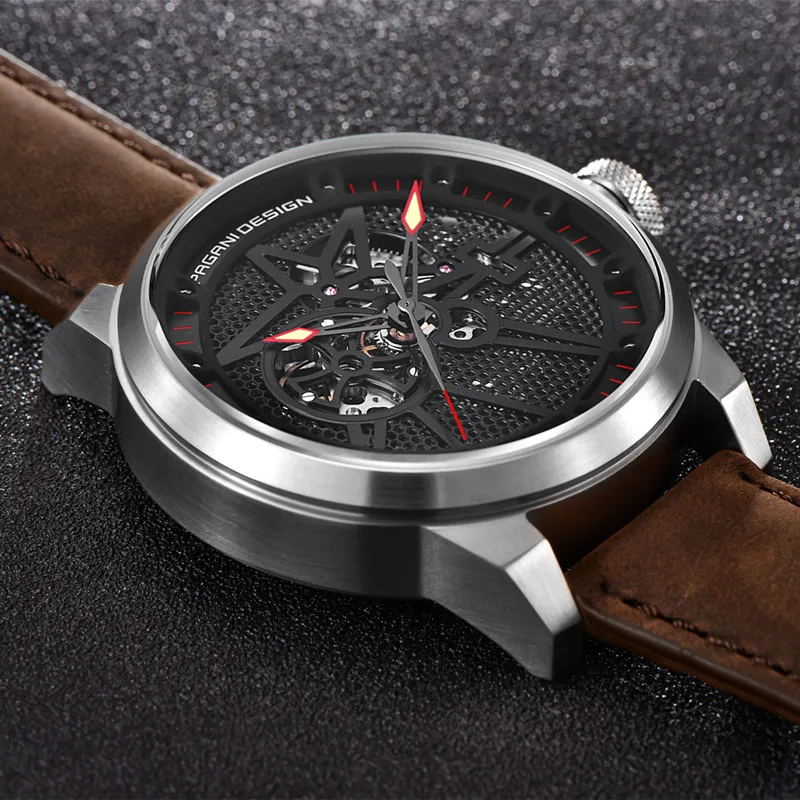 Pagani модные роскошные брендовые кожаные турбийон автоматические часы мужские