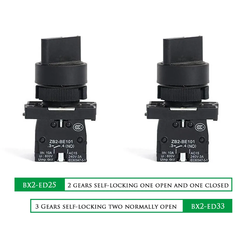 

Plastic Economical XB2-ED25 XB2-ED33 3 Gears Knob Button Switch ZB2 Two Normally Open 22MM