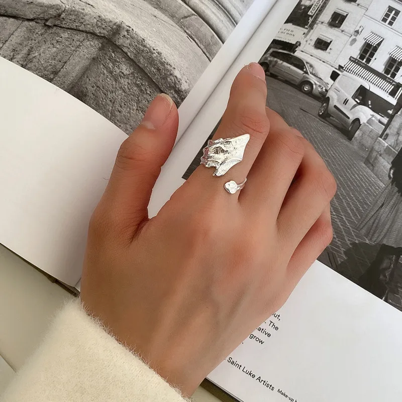 

Designer Rings Sterling Silver 925 Irregular Minimalist Gold Trendy For Women Adjustable Ring Plata 925 Para Mujer Fine Jewelry