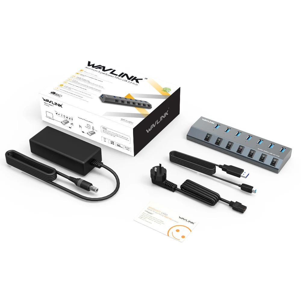 7 Ports Usb Hub JP Wavlink USB концентратор 3,0 высокоскоростной 4/7 портов Micro USB 3,0 концентратор разветвитель вкл/выкл переключатель с адаптером питания для MacBook Pro ноутбука ПК - Цвет: 7 Ports Usb Hub JP