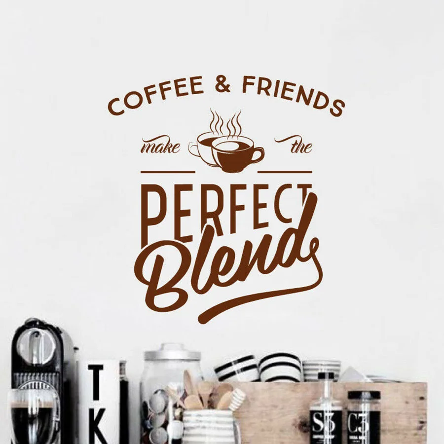 

Coffee And Friends Wall Sticker Quotes Relaxing Time Vinyl Window Decals Cafe Restaurant Interior Decor Art Lettering Mural M700