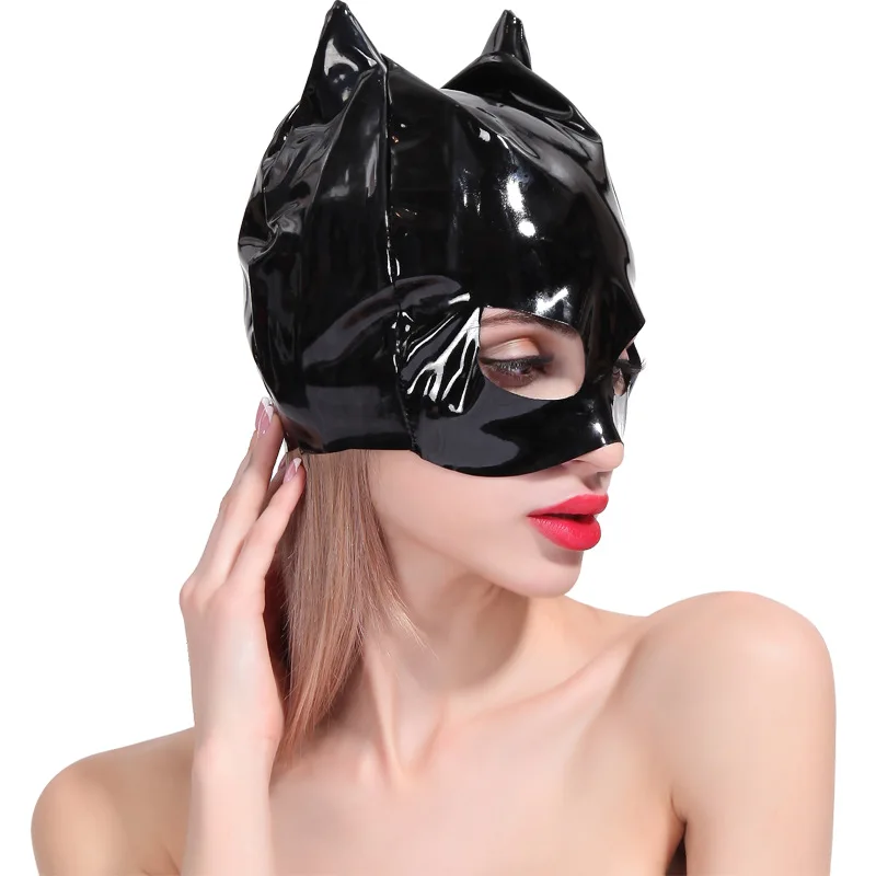 Anime Cosplay Sexy Latex Catwomen Mask Leather Fetish Cat Hood Half Face Halloween Costumes for Disguise Women | Красота и здоровье