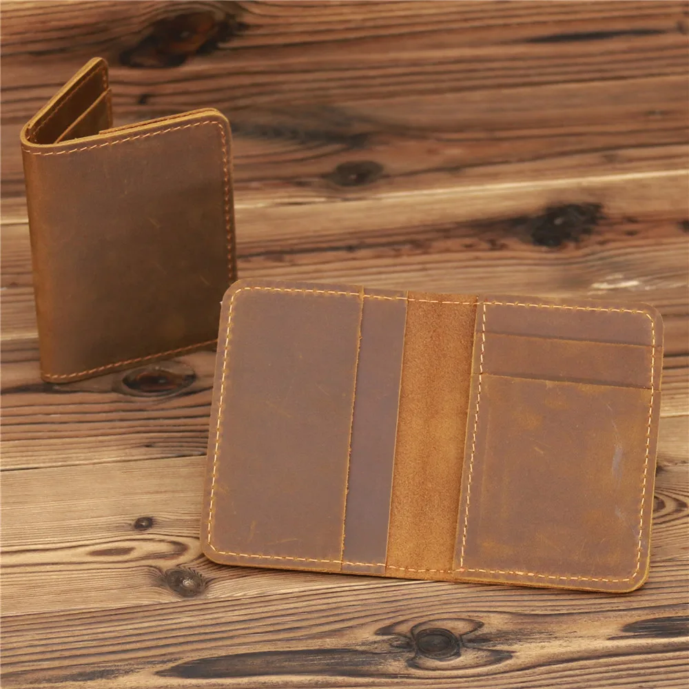 1052 New Arrival Vintage Men's Genuine Leather Credit Card Holder Small Wallet Money Bag ID Card Case Mini Purse For Male