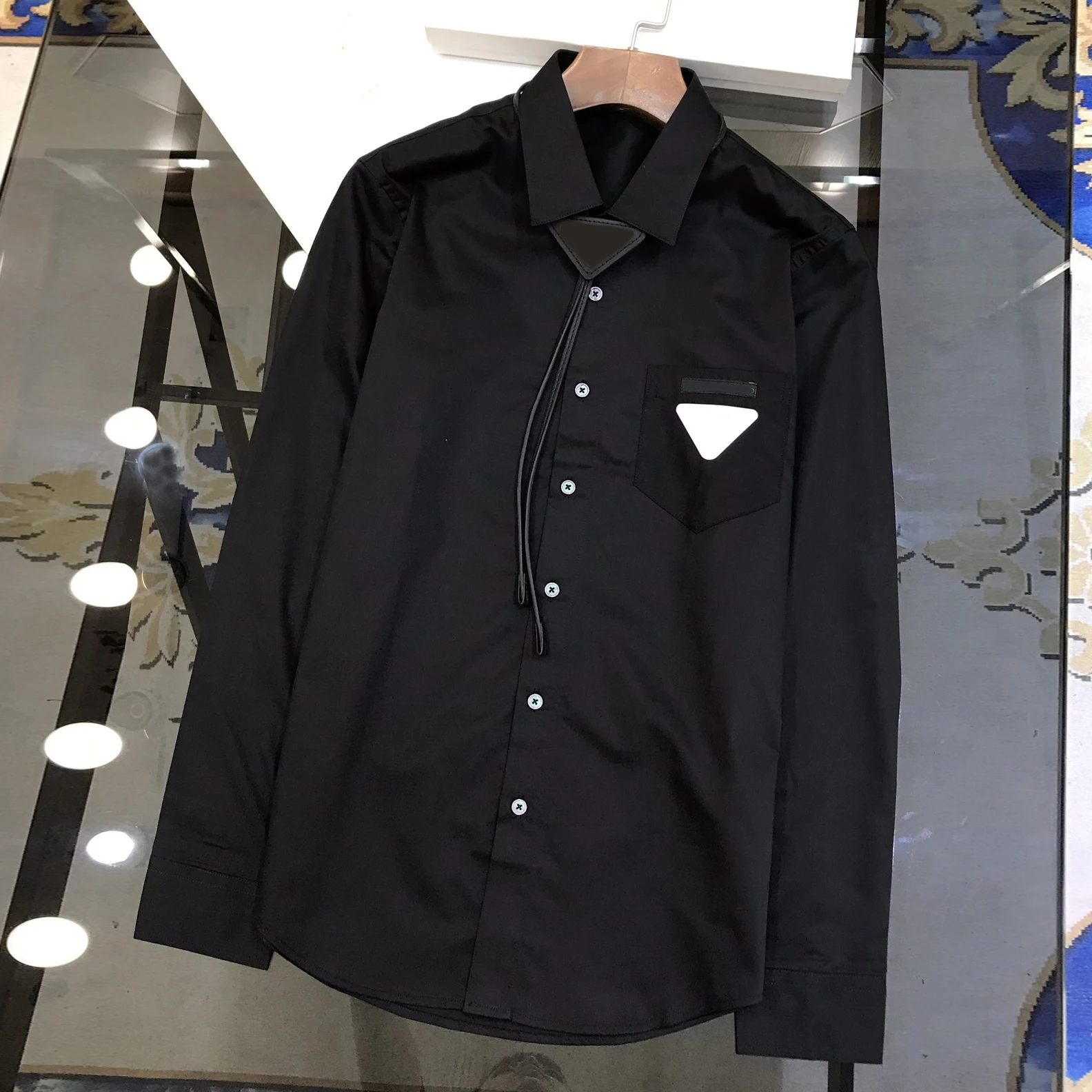 

Брендовая дизайнерская рубашка с логотипом, мужская приталенная Повседневная рубашка с длинным рукавом, Мужская Высококачественная хлопк...