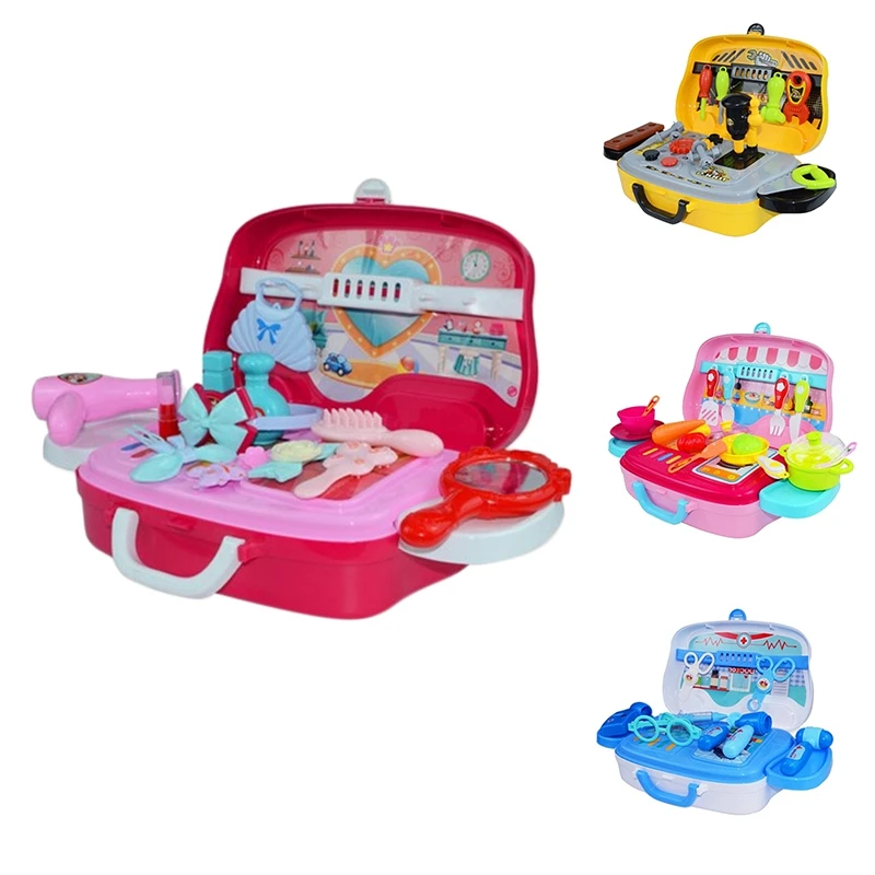 

Kids Pretend Play Simulation Toys with Suitcase Children Role Playset Bus Toys