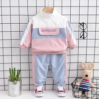 children spring autumn clothes cotton baby boys girls letters jacket pants 2pcssets patchwork fashion toddler casual tracksuits