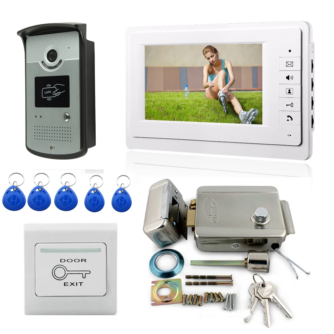 

SmartYIBA Wired Video Door Phone System Visual Intercom Doorbell with 7 inch Monitor +1000TVL Outdoor Camera